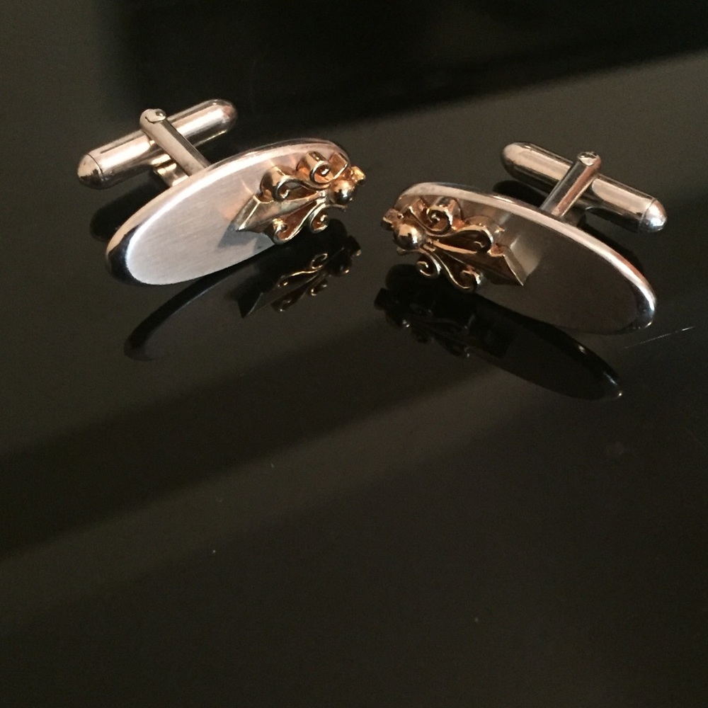 Vintage Swank Art Deco Cufflinks Silver & Gold